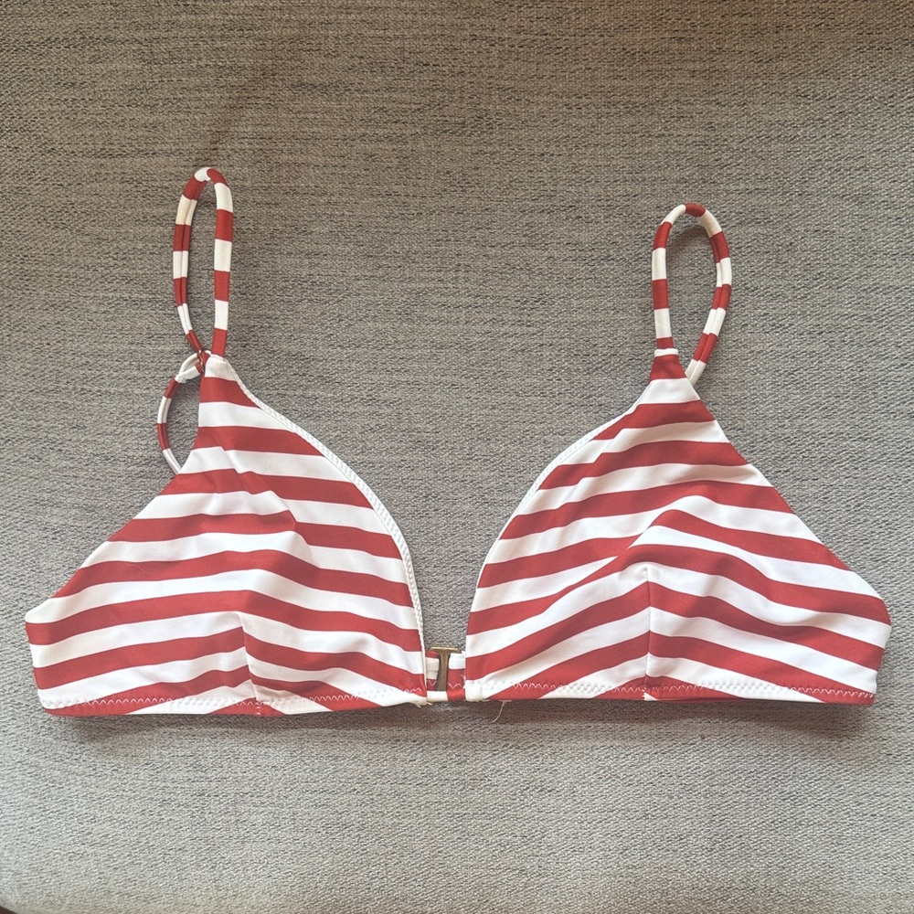 Show Me Your MuMu Red and White Striped Bikini Top